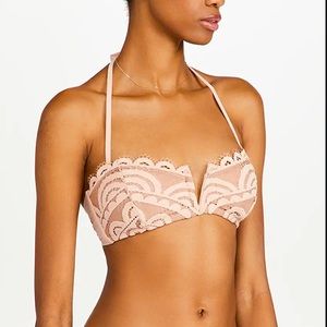 SOLD PQ Swim V Lace Bandeau Bikini Top size D Blush Pink